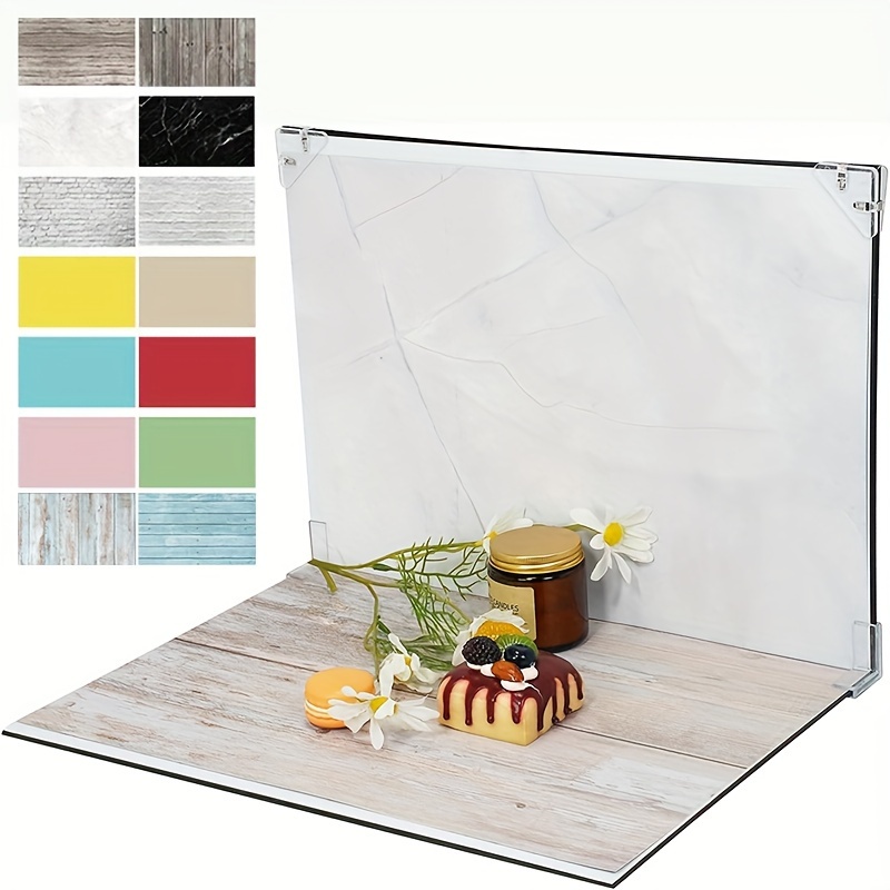 

7pcs Pvc Double- Backdrops Set Reflective Display , 14 , And Stand For Product Photoshoots - 40x30cm/16x11.5inch