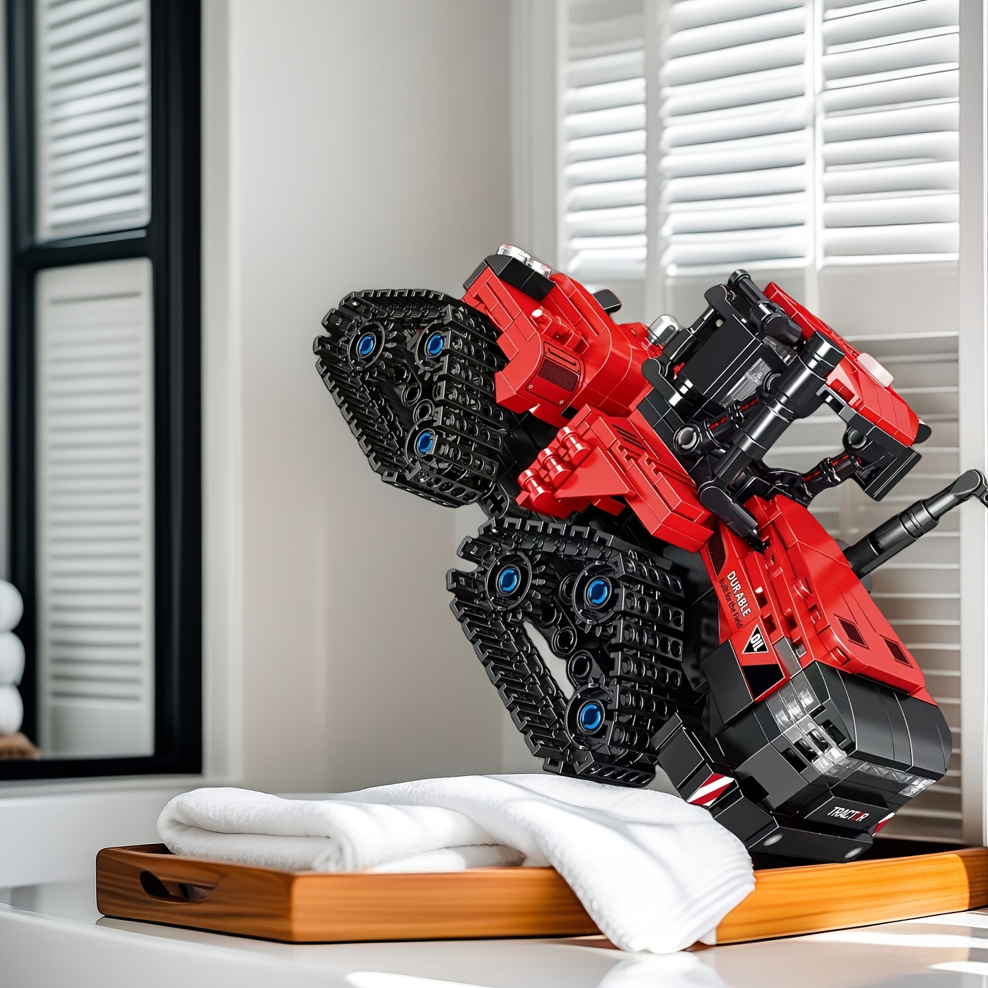 2026 Fun Red Tractor Model Building Blocks, More Challenging To Assemble, Home/office/desktop Decoration, 3d Stereoscopic Building Blocks, Static Version, No Power Included, Without
