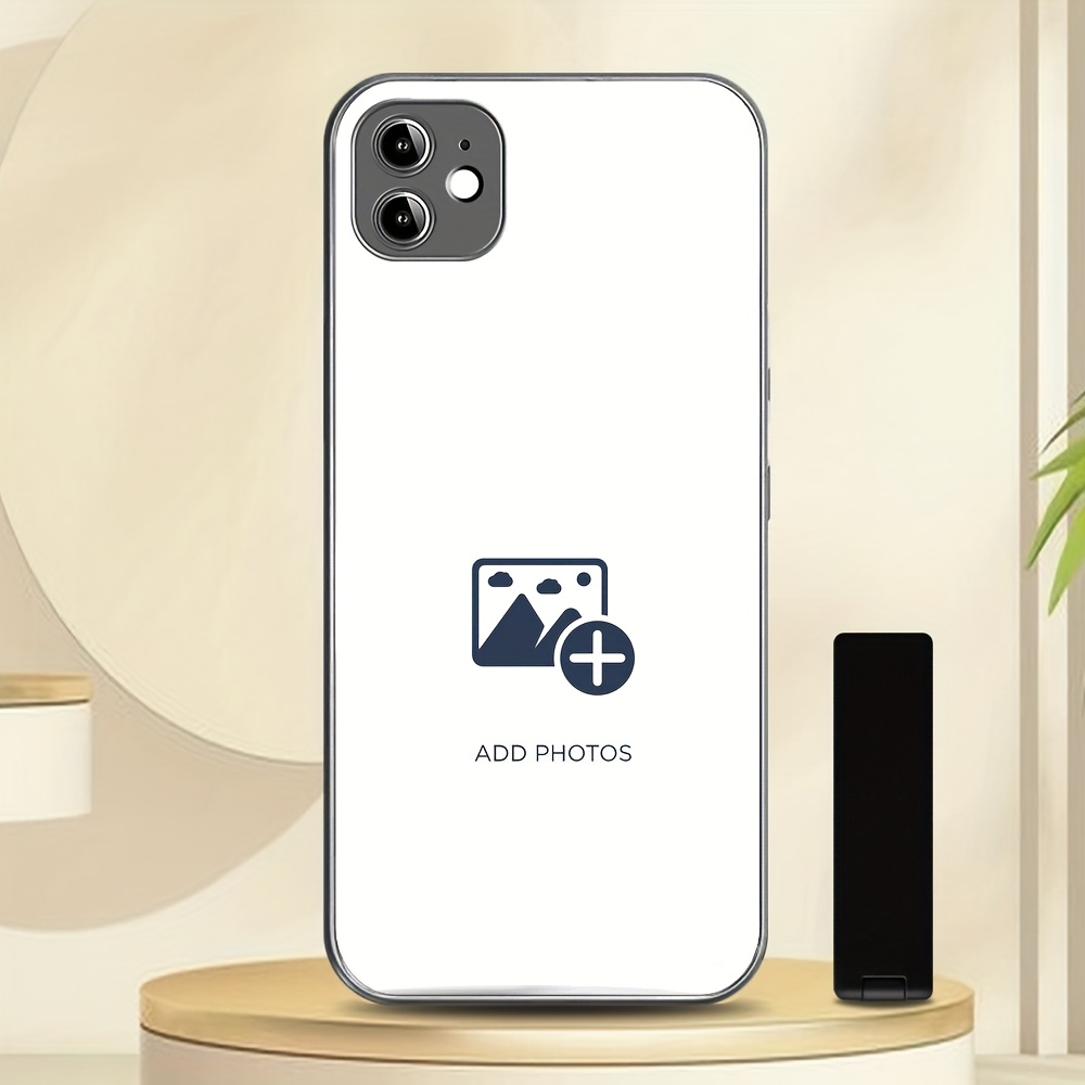 TEMU Phone Case: Personalized Custom Photo Pattern Glass Phone Case With Rotating Stand, Acrylic Mirror Backplate, Frosted Anti-drop Frame,