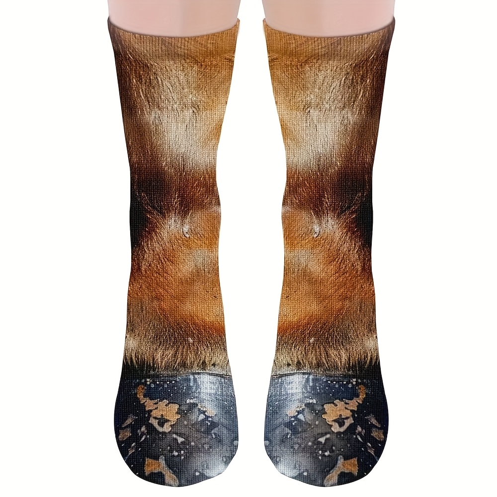E-shop 1 Paar Syhood 3D Tierpfoten-Socken - Realistische 3D Tiger//Katze/Hund/Pferdehuf & Textur, Lebensechte Knöchel- & Waden-Crewsocken für