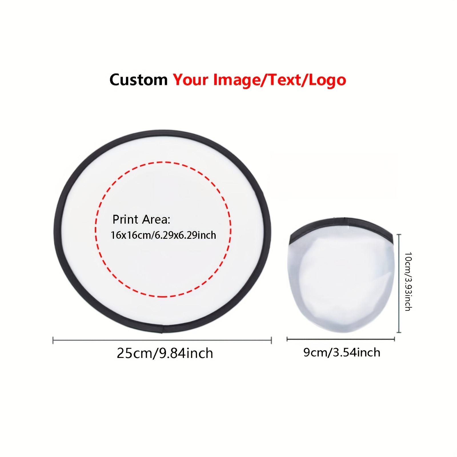 TEMU Custom Round Foldable Fan With Storage Pouch, Featuring Diy Images And Text Printed On , Ideal As A Holiday Gift Or For Use As A Flying Disc Fan
