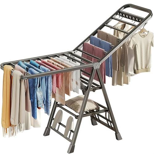foldable metal clothes drying rack adjustable wings windproof design and slipper holder freestanding laundry dryer for indoor and outdoor use ideal for decor drying racks