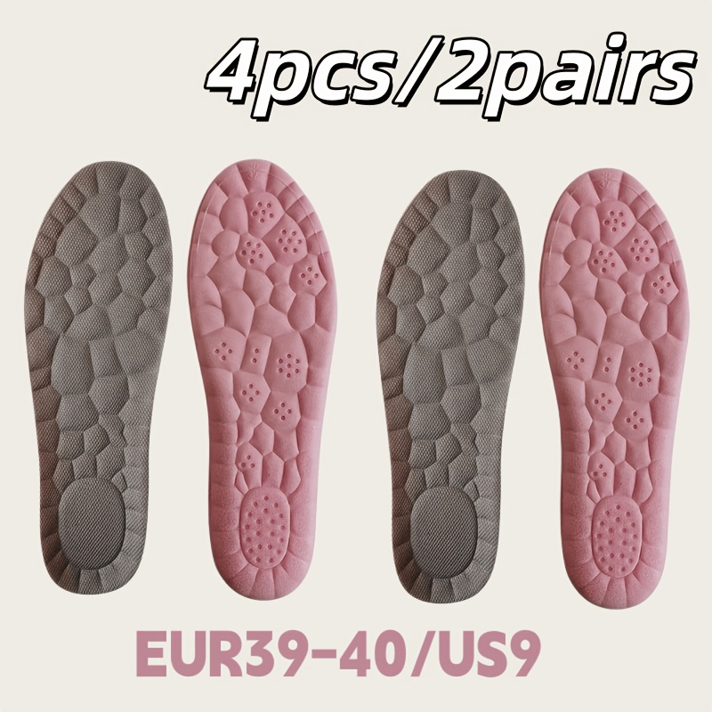 4pcs/ Women's Sponge Shoe Insoles, Soft, Elastic, Breathable, Moisture-wicking. In Pink, Sizes 35 To 42 (9.23 Inches), Suitable For Sneakers And Casual Shoes