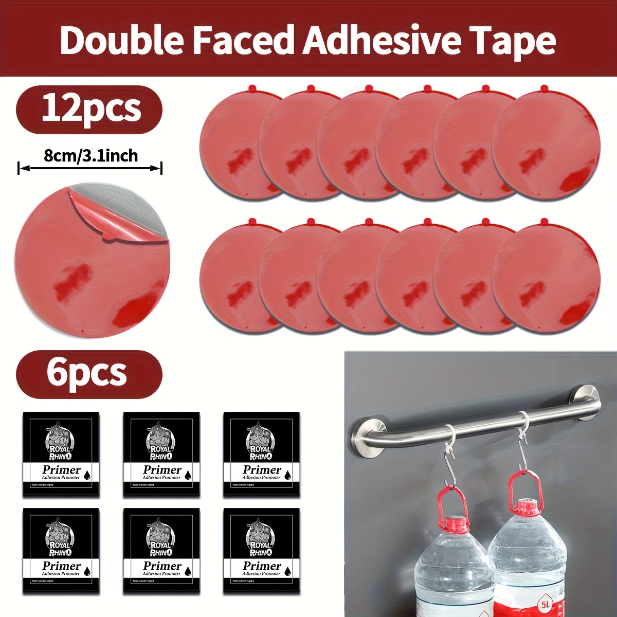 TEMU Ultra-strong Adhesive Sticker Pads For Car Dashboard Suction Cup Installation, Durable Mounting Tape, Double-sided Round Tape, 80mm (3.15