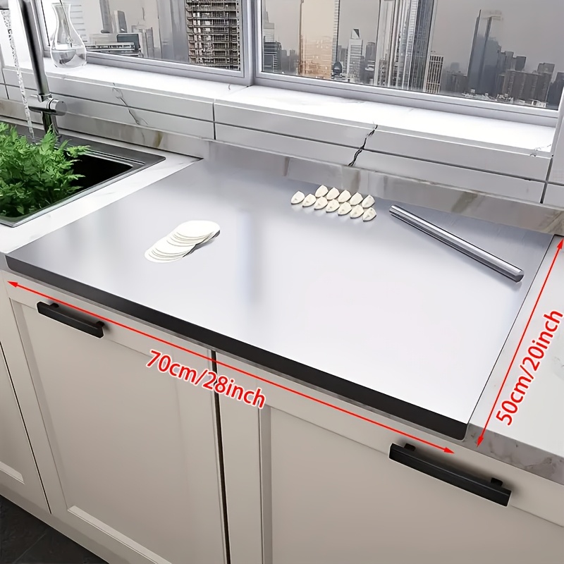 TEMU Extra Large Stainless Steel Cutting Board - Heavy Duty Metal Chopping Board For Kitchen, Food-safe Pastry Mat For Meat, Vegetables, Bread - Ideal For Christmas, Thanksgiving, Grandparents Day