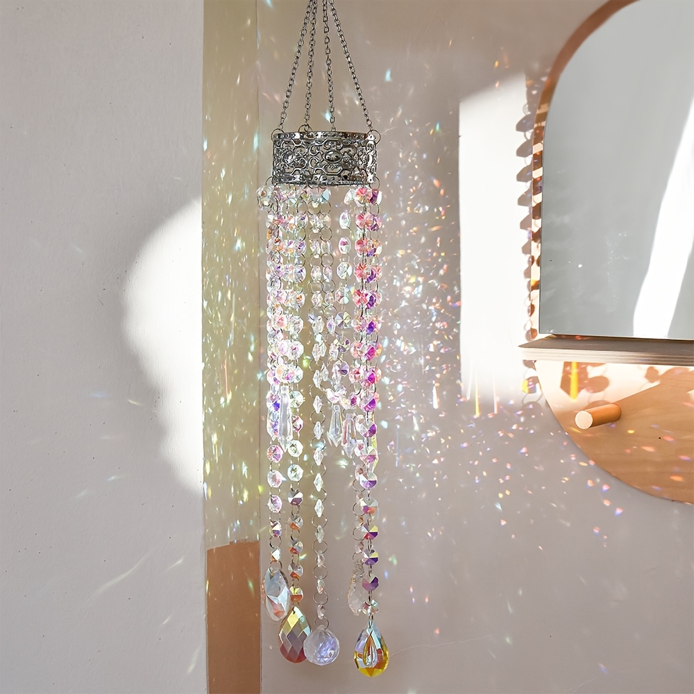 

1pc Art Crystal Garden Suncatcher, Ab Color , Metal Lace Hanging Decor, No Electricity Required, Featherless, Ideal For Garden, , Room Decoration, Weddings And Gifts