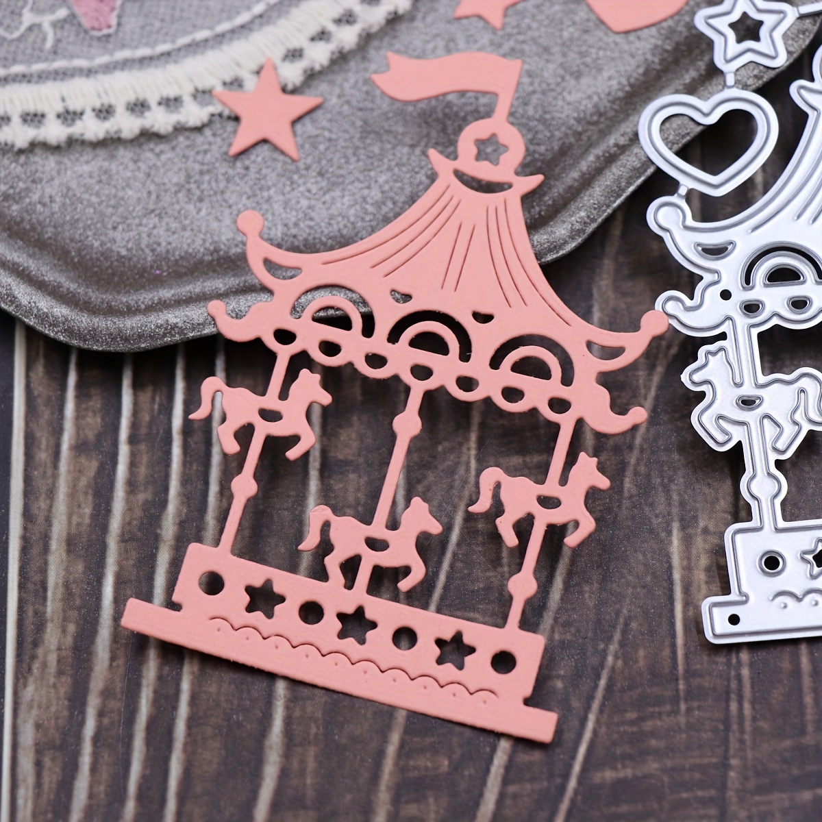 

1pc Cute Merry-go-round Metal Cutting Die For Scrapbooking, Diy Handmade Crafts Card-making Punching Embossing Stencil
