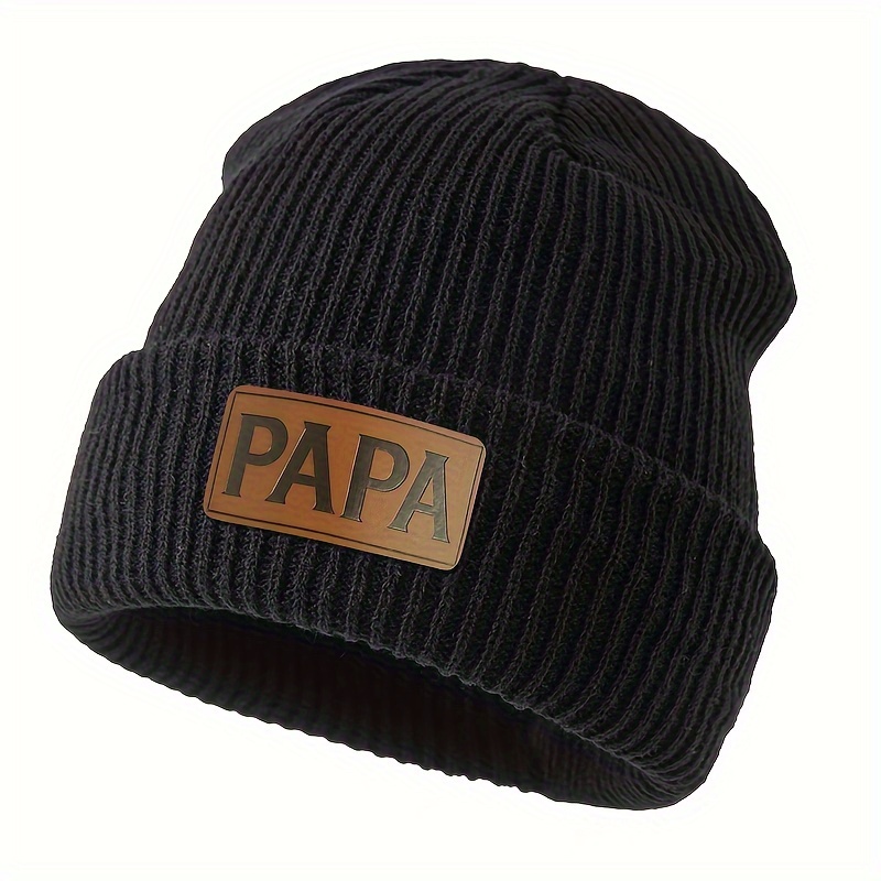 

Knit Skull Cap Beanie For Men - Casual Acrylic Stretchable Winter Hat With Ear Protection - Papa Label Ribbed Cuff Beanie