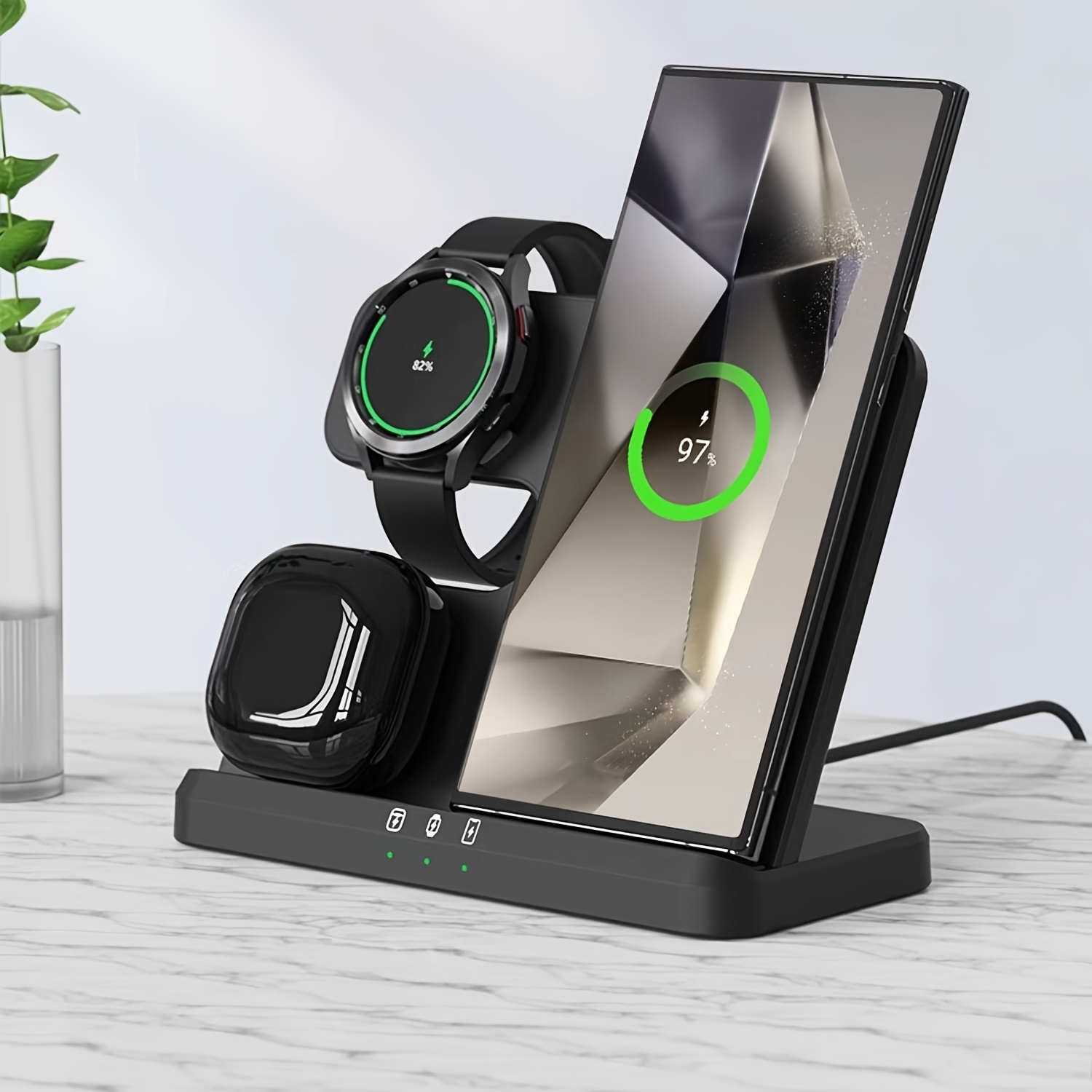 

Suitable Mobile Phone Watch7/5/4/3 Watch Headphone 15w Wireless Charger Samsung S24s23 Vertical Wireless Charging Stand Buds2 Charger