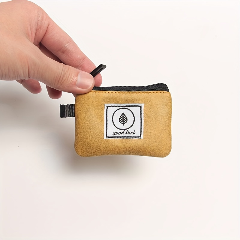 

Mini Coin Pouch, Super Small Zippered Money Wallet, Simple Style Portable Keychain Accessory With Good Luck Design, For Coins And Small Items