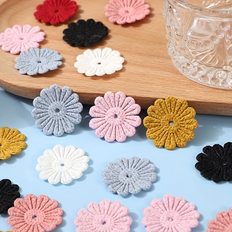 

42pcs Vibrant Dual-sided Knit Daisy Embroidery Patches - Ideal For Diy Crafts, Clothing, Headwear & Accessories - , Textured For Home Crafting