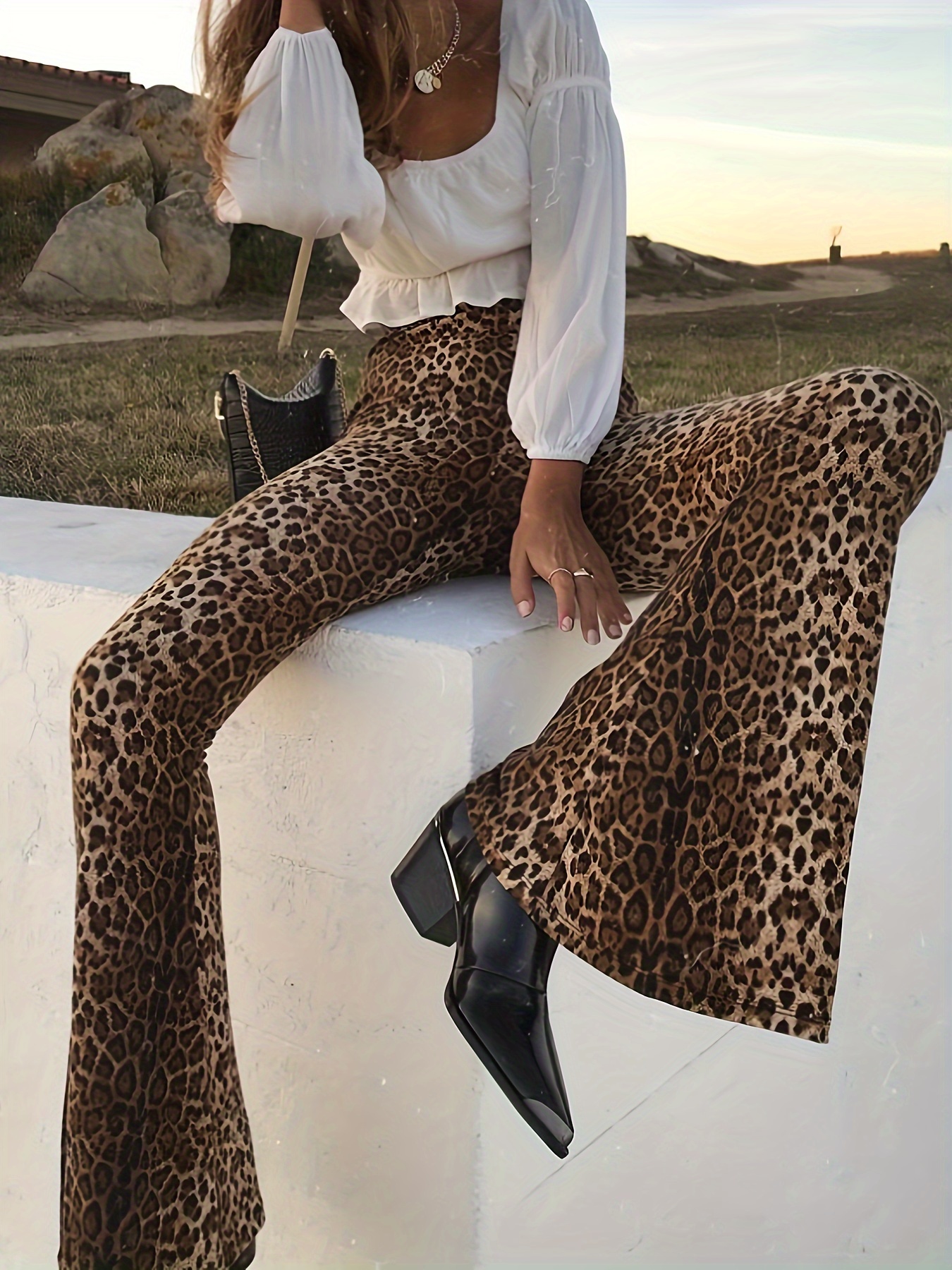 $78 Michael Kors Women's Brown Leopard Print Slim Ankle Pants Size