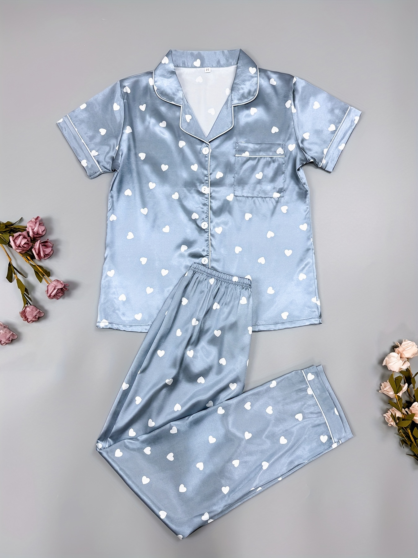 Vlazom Womens Pyjama Sets, Cute Print Lounge Set Short Sleeve Top