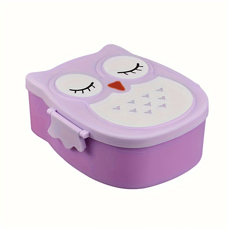 TEMU Cute Owl-shaped Lunch Box - Microwave Safe, Bpa-free Plastic Bento Box For & Adults - School, Office, And Picnics