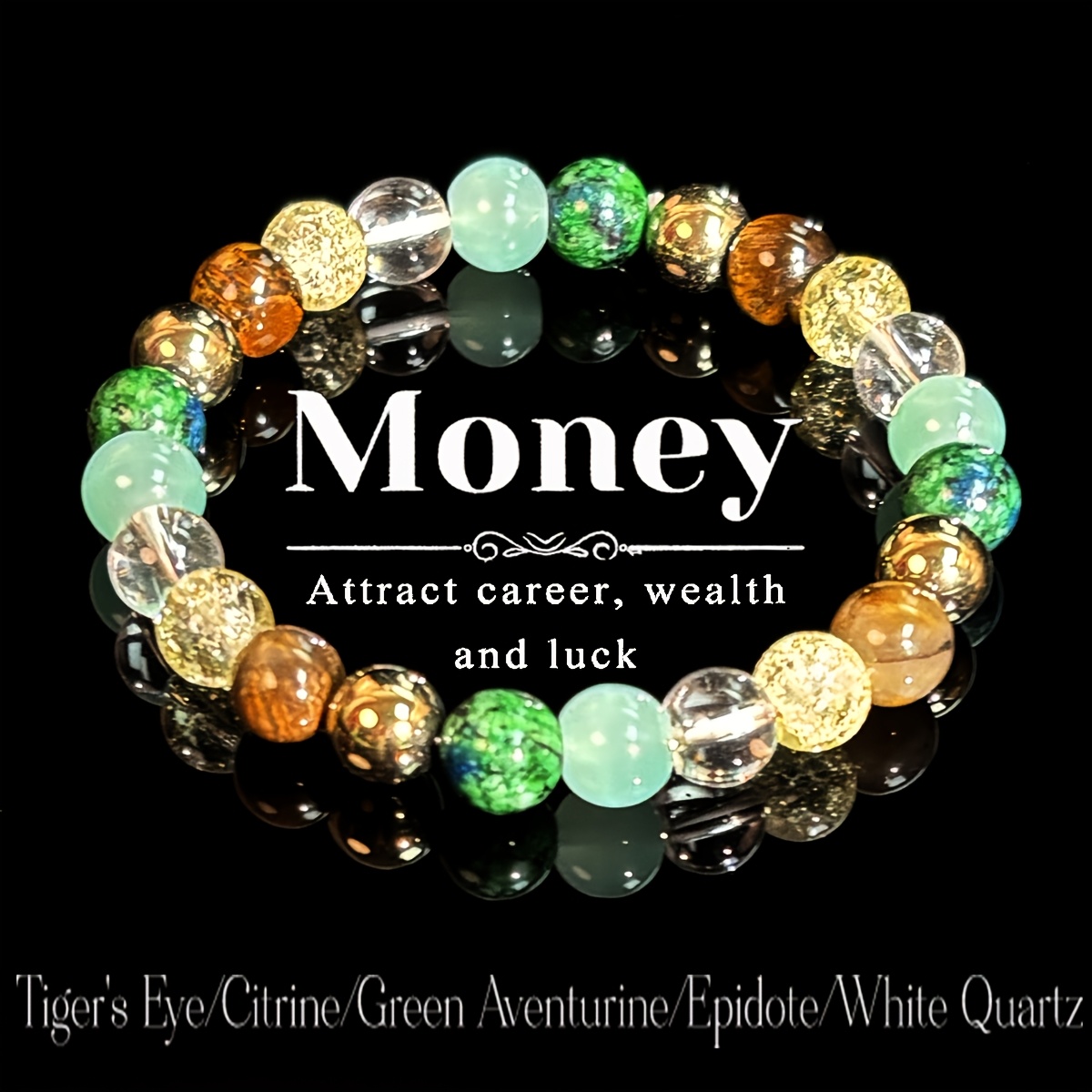 Image of 1pc/ Wealth And Bracelet Made Of Natural Stone Tiger Eye Stone/ Citrine/ Green Aventurine/ Handmade Beaded Bracelet Men Women Good Luck Crystal Jewelry Gift