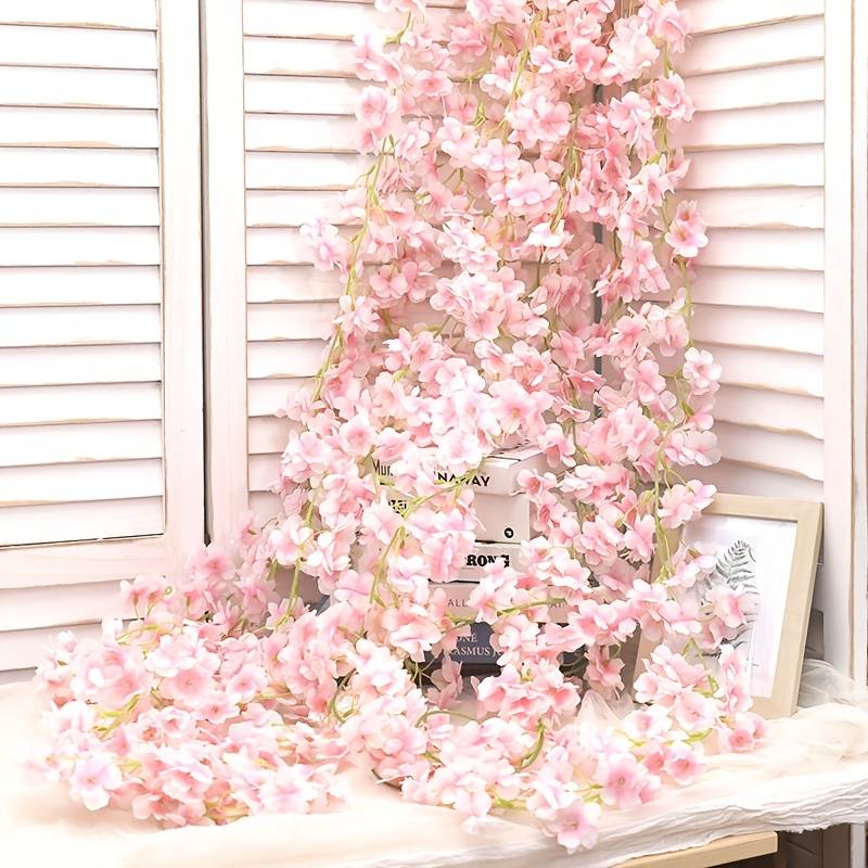 Kirschblüten Girlande Künstlich Kirschblüten-Girlande 2x180 Cm – Hellrosa, Je 185 Blüten, Künstliche Blumengirlande Für Hochzeit, Frühling, Garten & Deko – Flexibel Formbar