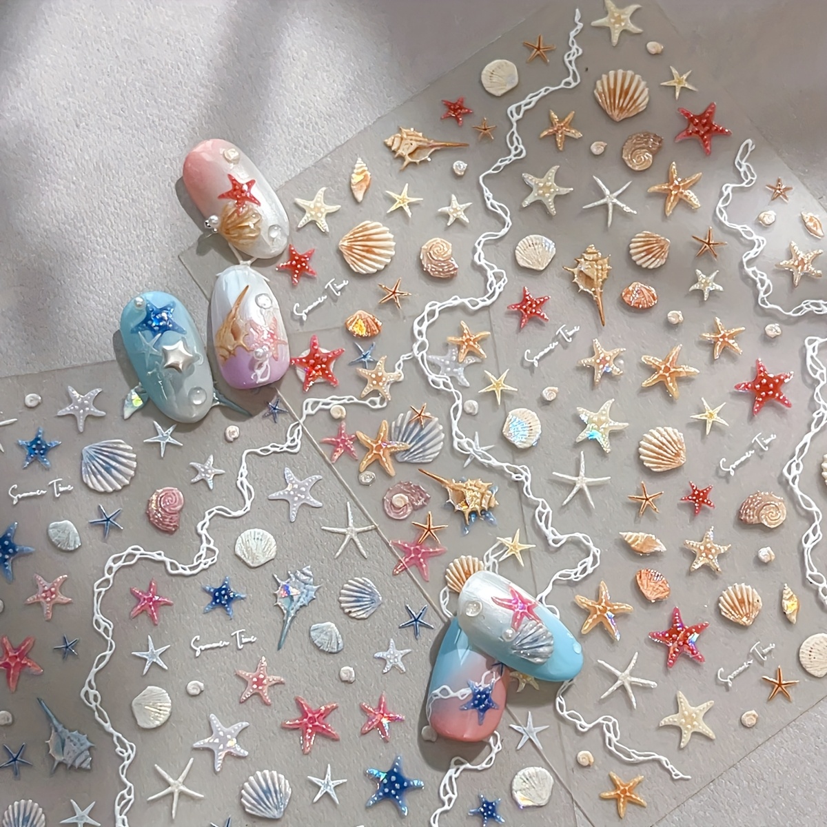 shell     nail stickers simple sea star decorative stickers nail phone stickers
