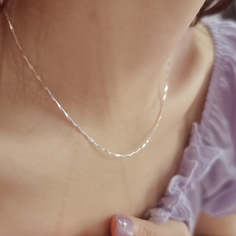 Women's 925 Sterling Silver Minimalist Chain Necklace, Exquisite Collarbone
