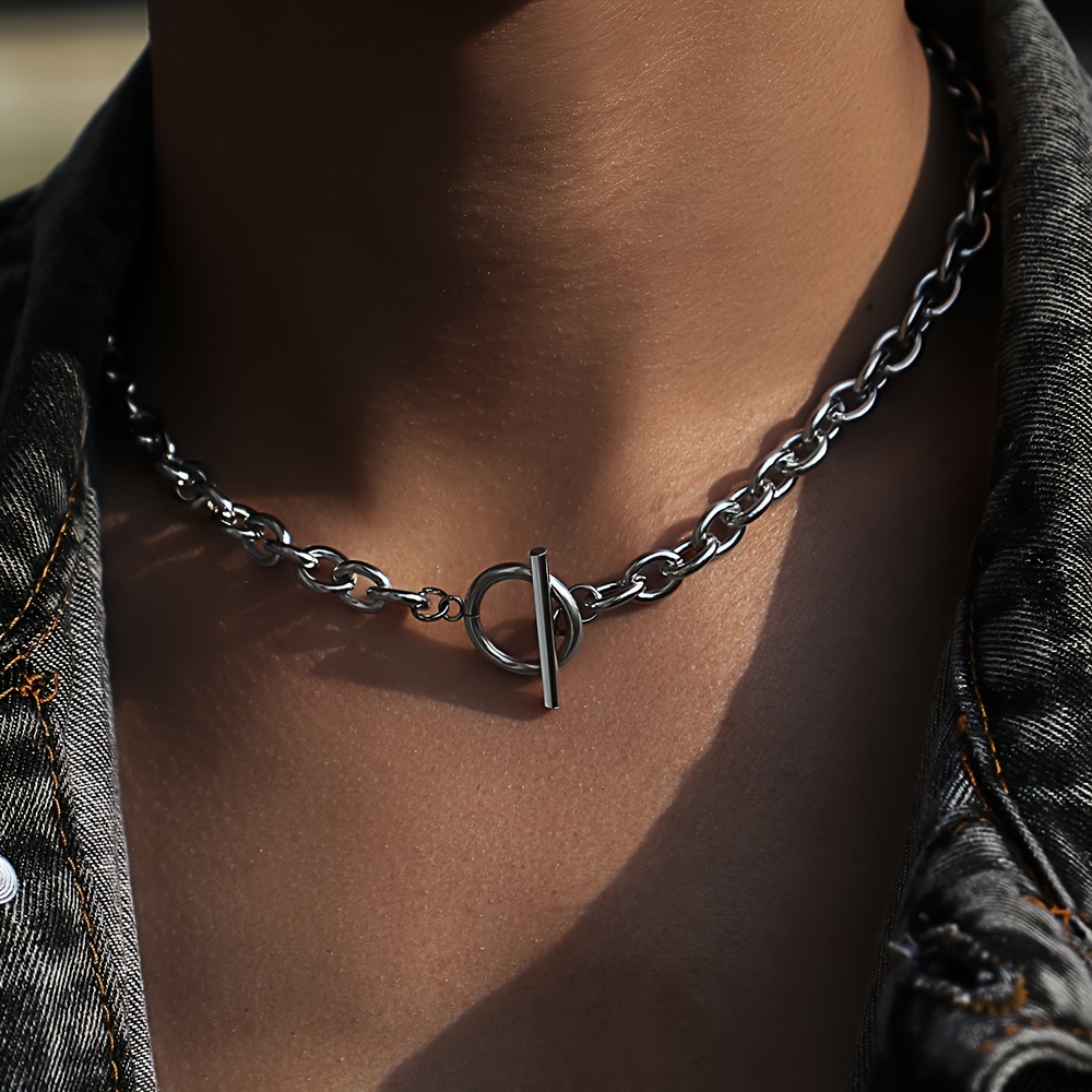 Thick Chain Necklace OT Buckle Lock Bone Chain