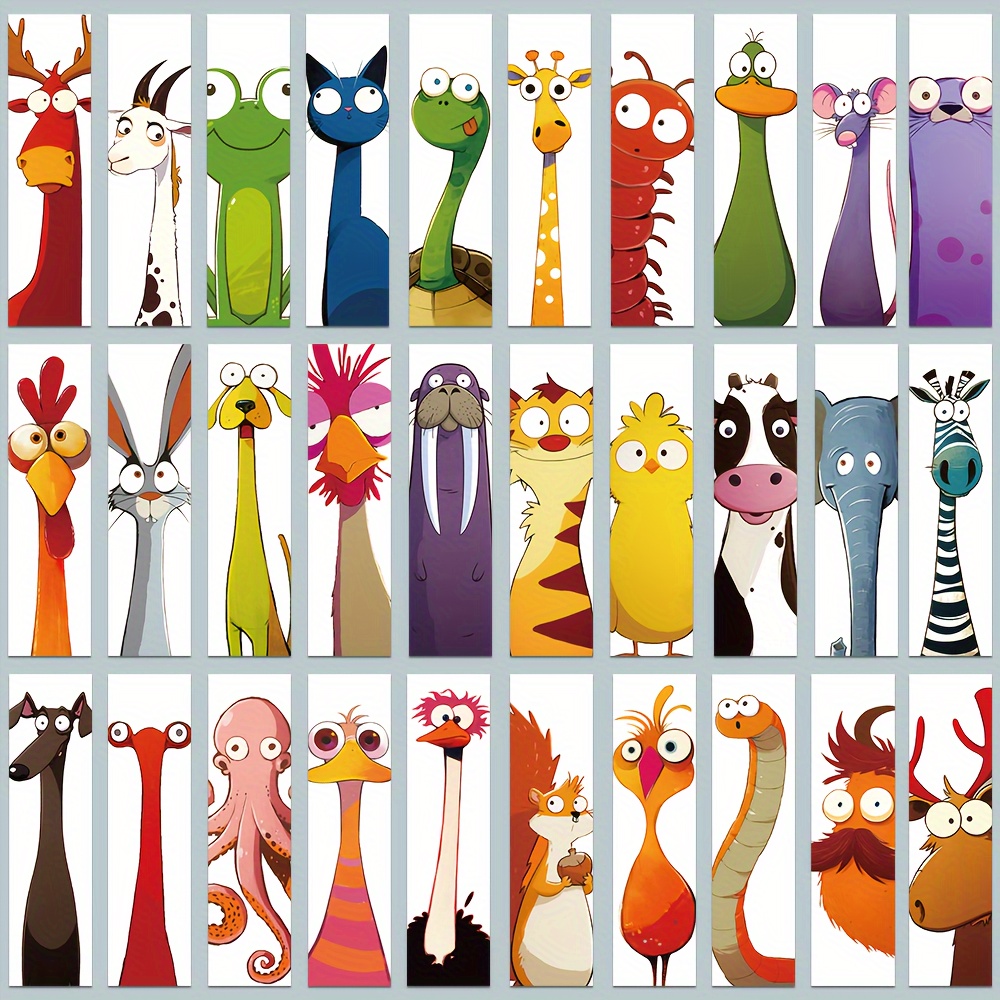 Image of 30pcs Of Humorous Animal Bookmarks For Marking Pages In Books, Perfect For Students Gifts For Labeling
