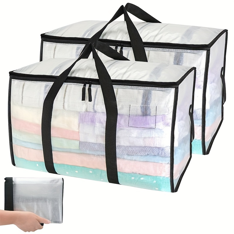 

Extra Large Clear Storage Bag With Strong Handles, For Clothing, Quilts, Travel And Moving Use, Durable Organizer Bag
