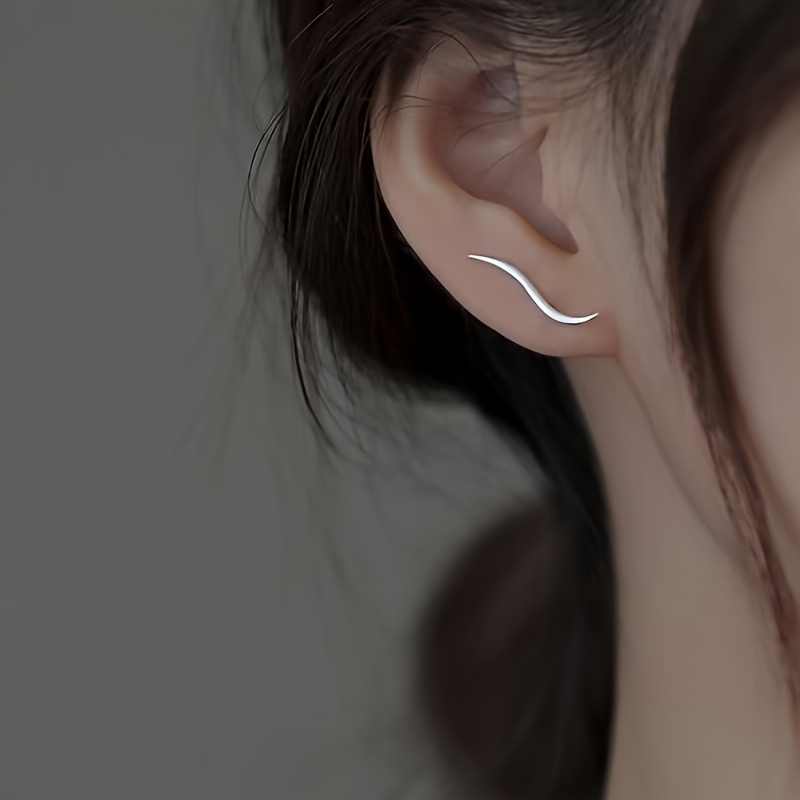 TEMU Aretes de Línea Ondulada, Estilo Minimalista y Moderno, Joyería de Diseño Único para a Día