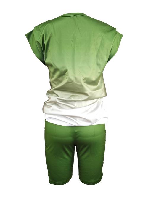 2pcs womens gradient hand painted cross short sleeved suit comfortable sports t shirt shorts