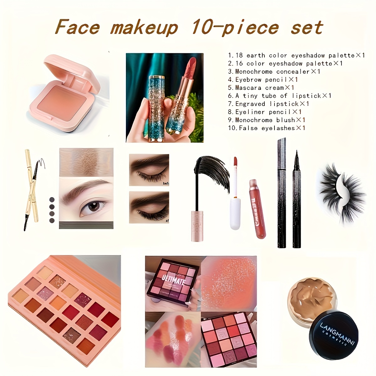 All-in-One Make-up Set – Mit 15 Farben Concealer-Palette, Pinseln, Primer & Mehr – Komplettes Gesichts-Make-up-Kit