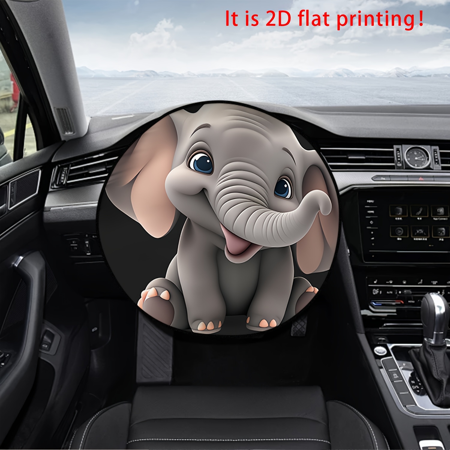 TEMU 1pc Car Steering Wheel Sunshade, Cute Cartoon Print Themed Steering Wheel Cover, Designed For Car Steering Wheels, Fit, Comfortable To Use, A
