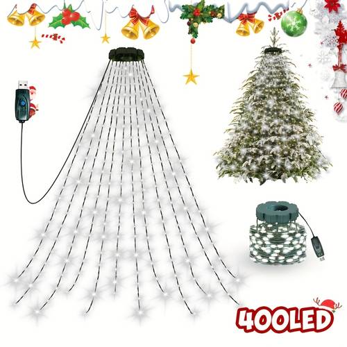 item picture 400 220 led ip65 christmas indoor light string 20 11 string 200cm waterfall tree light usb plug power high brightness bead fairy light 8 suitable for home christmas tree decoration holiday decor event planners