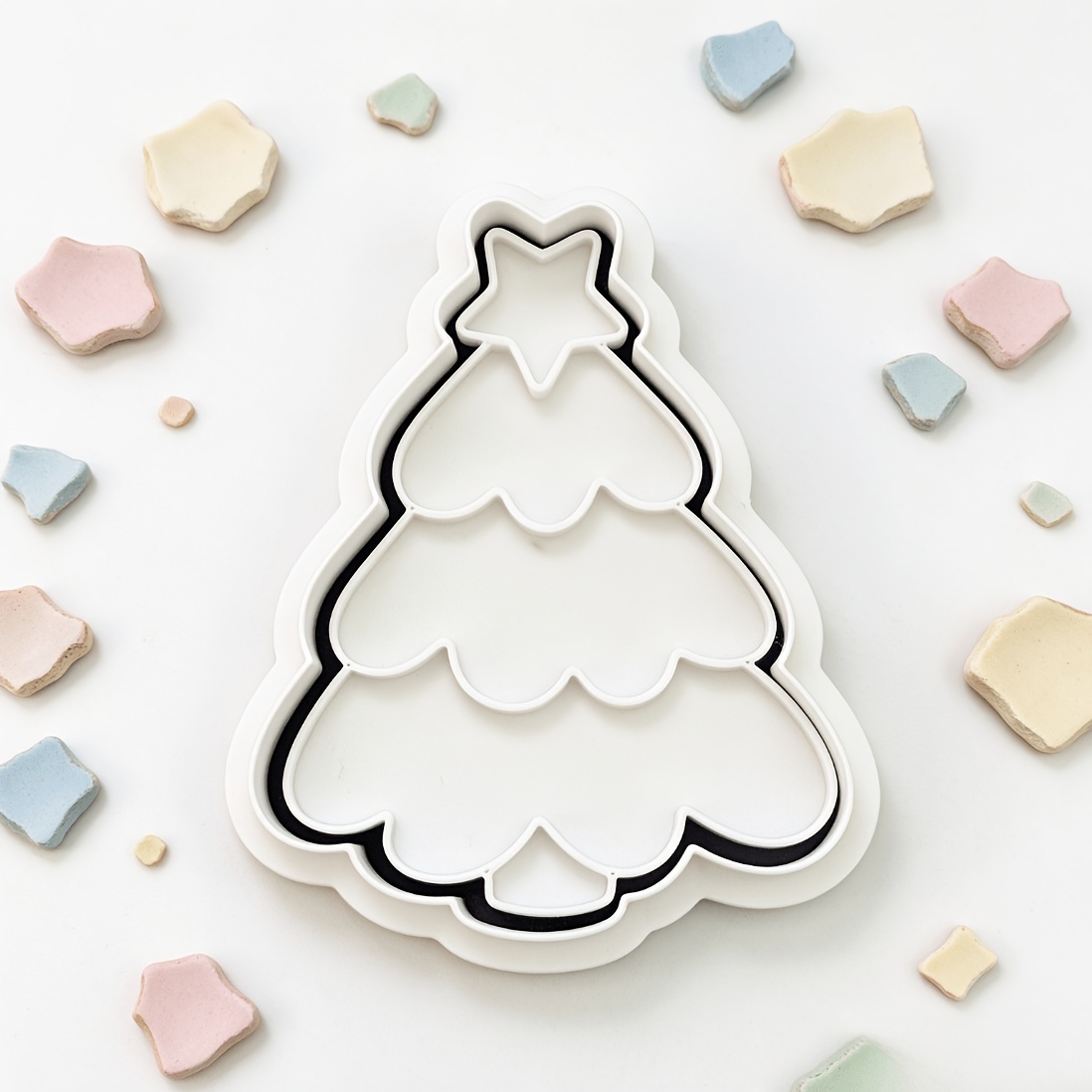 TEMU 1pc 3d Printed Christmas Tree Shaped Clay Polymer Cutter, Suitable For Making Hanging Decorations And Jewelry Trays, For Placing Rings And