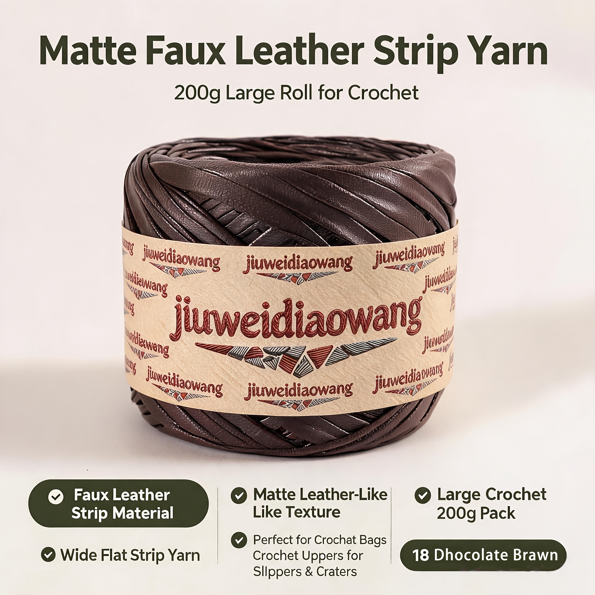 TEMU High-end Faux Leather Yarn, Matte And Textured Ribbon, Faux Leather Surface Crochet Yarn, Handmade Knitting Material, Very Suitable For Crochet
