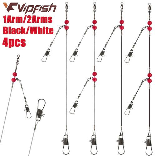 4pcs stainless steel fishing with swivel snap rig heavy duty wire reducing connectors 1 arm 2 suitable for casting trolling fly fishing spoolable line for