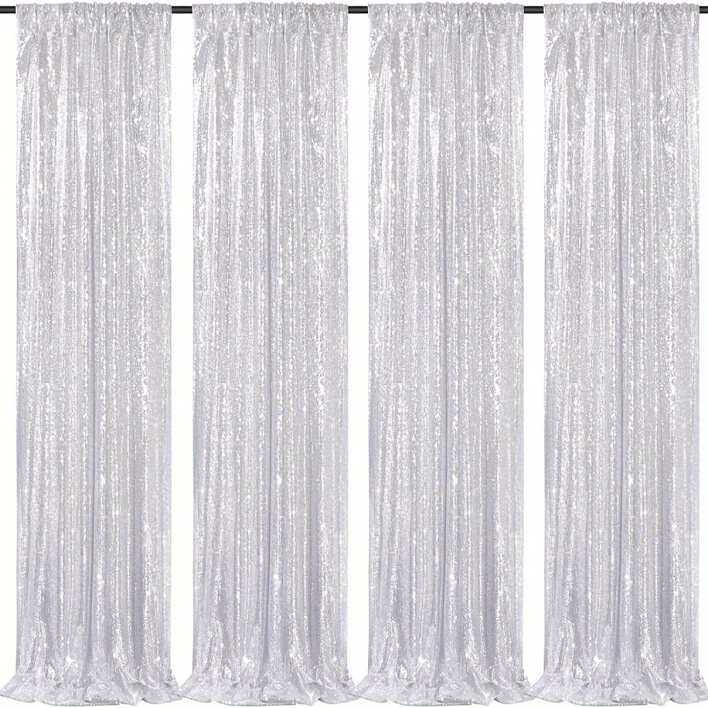 

Set Of 4 Pieces Of 2 Feet By 8 Feet Silvery Glitter Curtains For Party Photography Background Wedding Backdrop