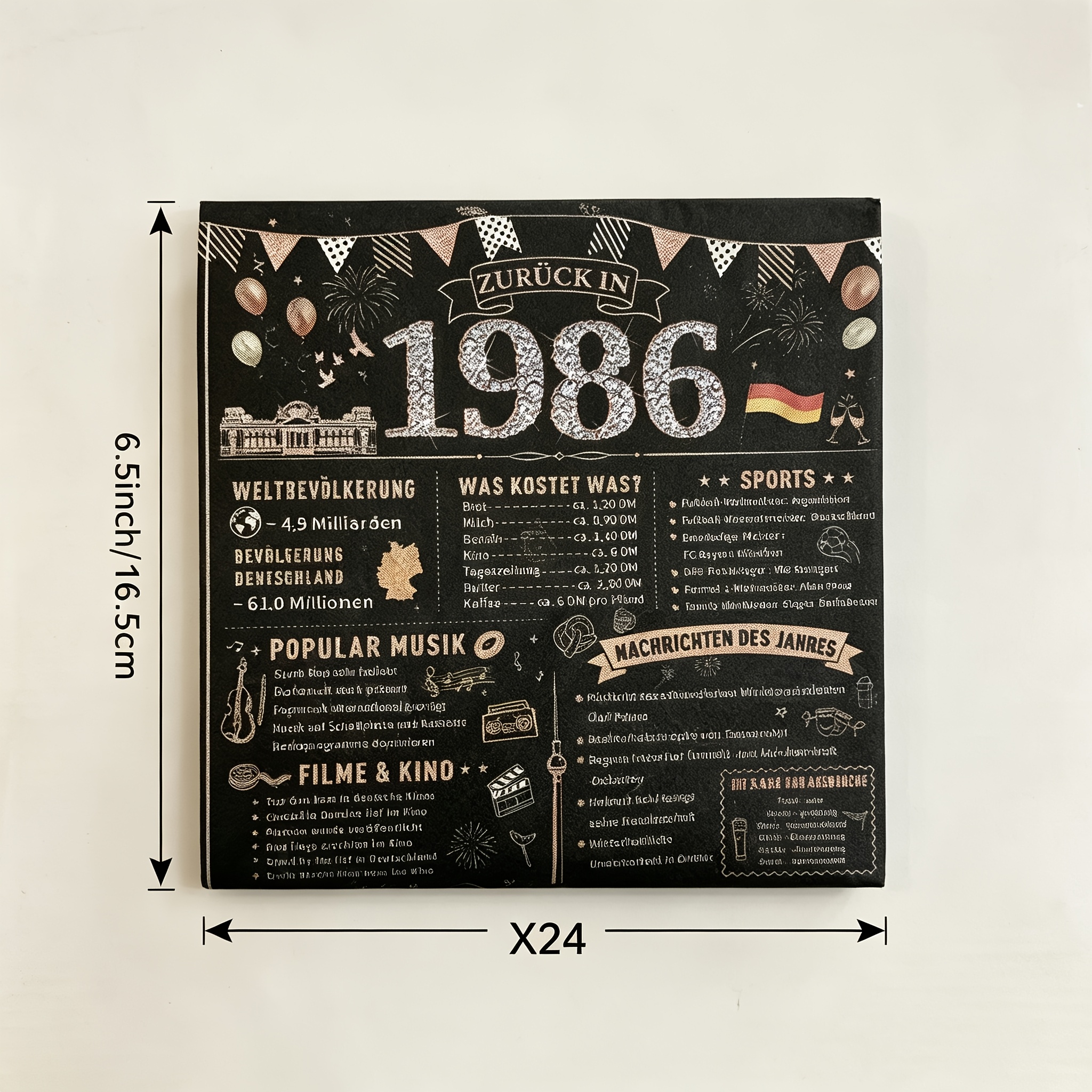 Image of A Set Of 24pcs, German Rose Golden 40th Birthday Theme Party Disposable Paper Napkins For School For Halloween、christmas