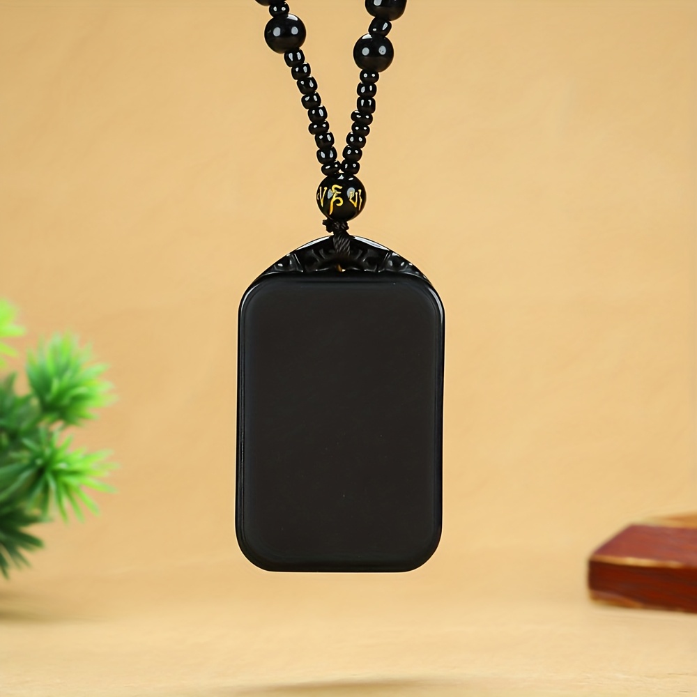 Obsidian Peace Sign Pendant Necklace, Unique Gift