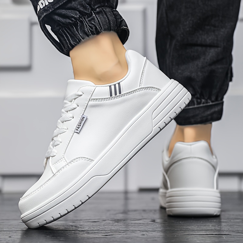 Zapatillas deportivas casuales y elegantes para hombre con un diseño de cordones adhesivos genial, zapatillas blancas versátiles y modernas