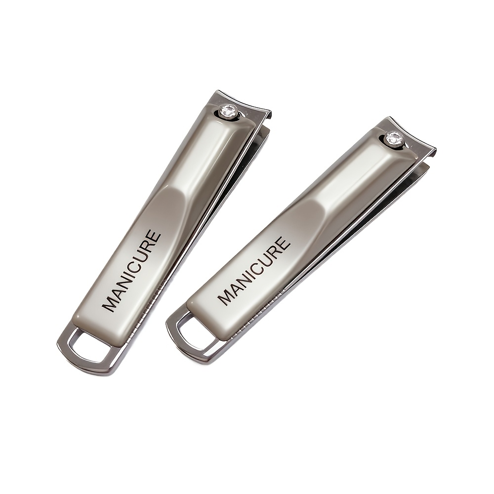 TEMU 2pcs Set Of Stainless Steel Flat Mouth Nail Clippers, Durable And Sharp For Trimming Thick And Hard Nails, Nail Art Tools