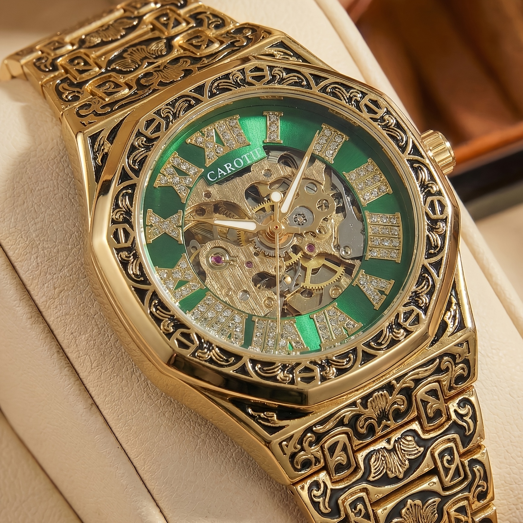 Image of 1pc Men' Mechanical Watch Winding Retro Roman With Hands, Vintage Suitable For Business & Casual Wear, Gift For Everyday Use And Special Occasions