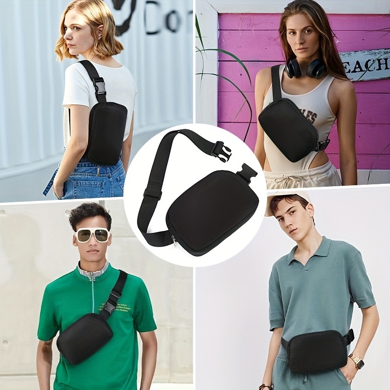 Black Unisex Mini Belt Bag with Adjustable Strap Small Fanny Pack for Workout Running Traveling Hiking, Holiday gifts
