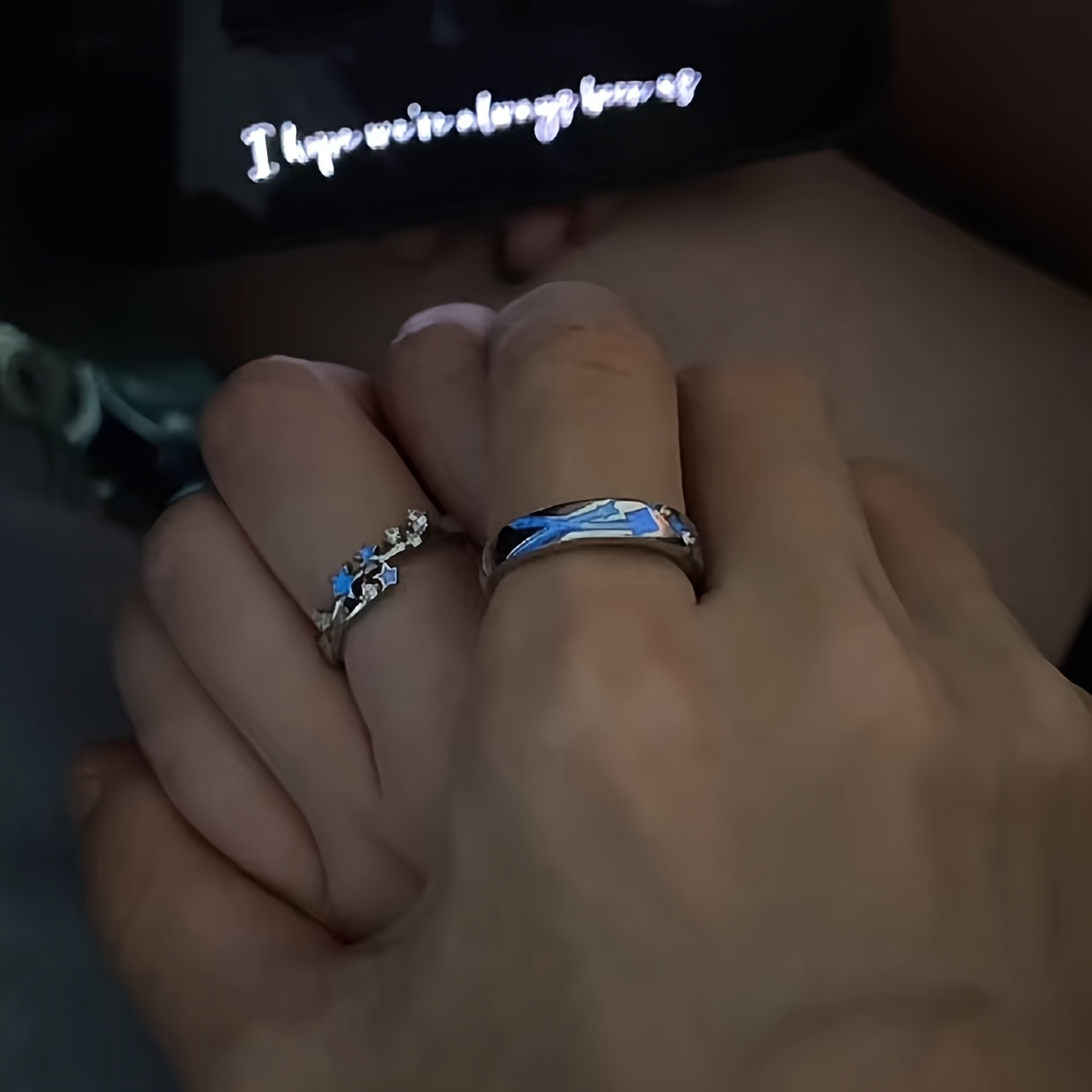 2pcs Couple Rings Starry Night Luminous Pair Ring