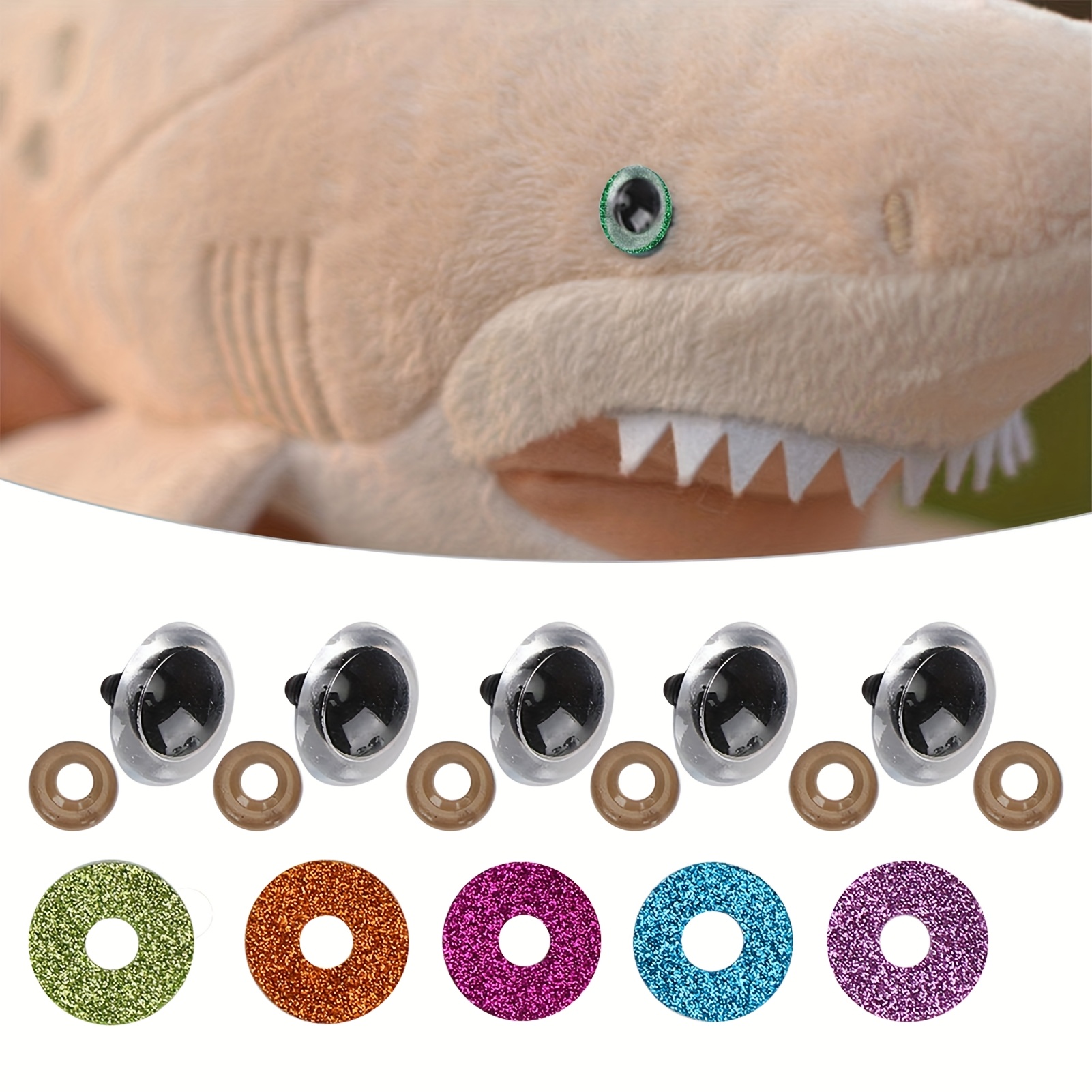 TEMU Diy Doll Eyes With Colorful Sparkling Gasket Accessories, Suitable For Filling Animal Dolls 20mm In Puppet Toys