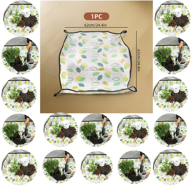 TEMU 1pc Thickened Pe Planting Mat, Foldable Indoor Succulent Potted Mat, Portable Home Gardening Mat, With Soil And Planting Tools, Suitable For