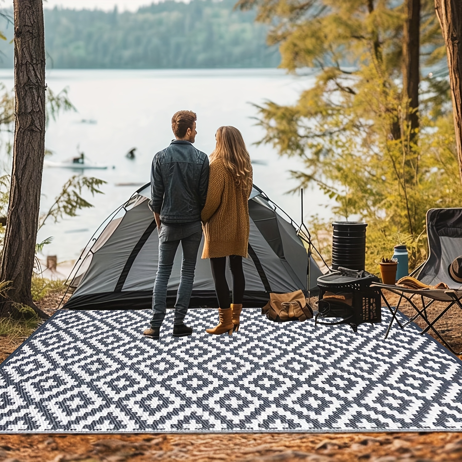 double sided modern outdoor mat patio rug dual sided plastic straw mat portable rv camping mat for indoor and outdoor use suitable for tents decks   bbqs   backyards picnics camping yards