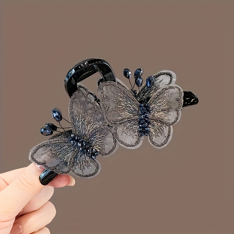 TEMU 1pc 2024 New Handmade Embroidered Hair Claw Clip, Large Elegant Women's Hair Clip, Suitable For Elegant Styling Aesthetic Hair Clip