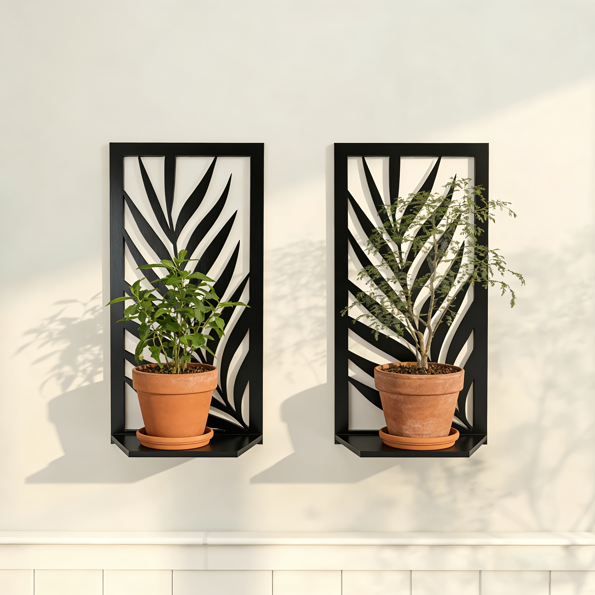 E-shop 1/2 Stück Boho und rustikale Holzregal für die Wand, Raumdekorations-Pflanzregal, gotisches Fensterregal, einzigartige -Holzregale für Pflanzen,
