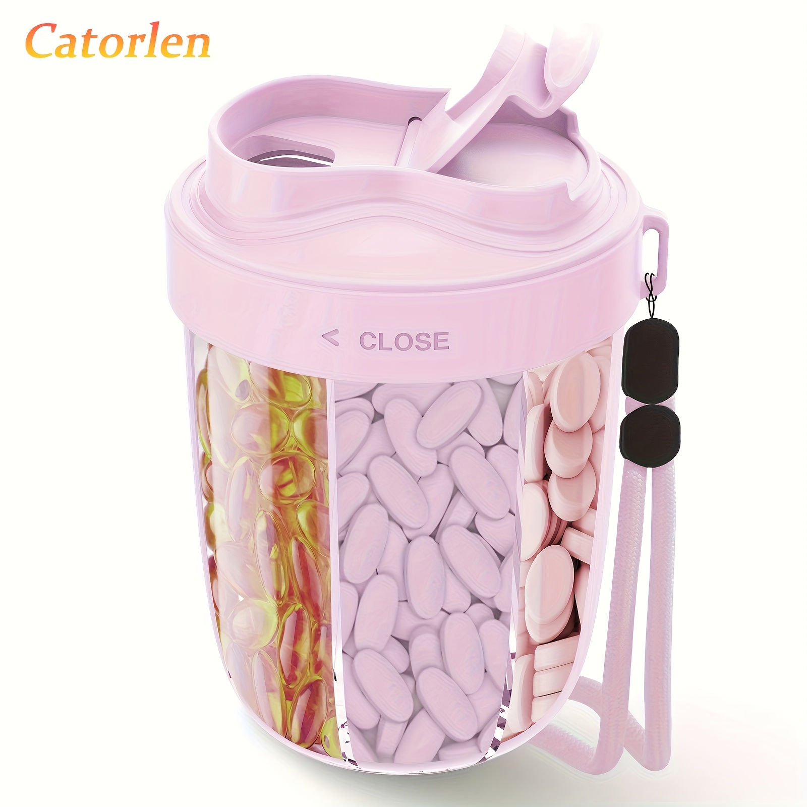 7 day pill organizer with built in measuring spoon extra large portable medication dispenser for     safe   bottle holder supplemental pill storage compact pill dispenser portable containe