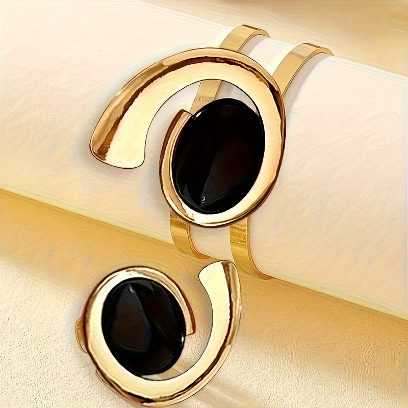 Vintage Acrylic Open Ring & Bangle Set for Casual Attire