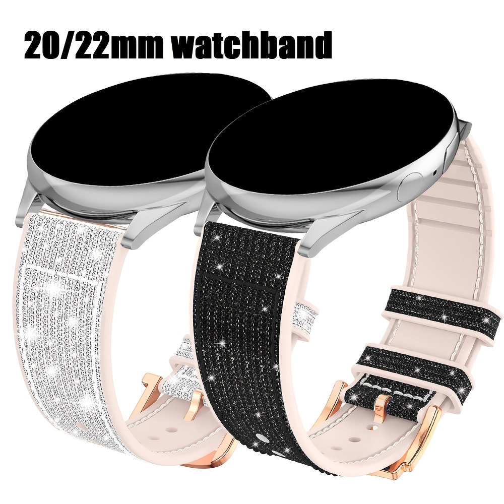 

1pc Sparkling Silicone Watch Band, 20/22mm, Compatible With Samsung 7/6/5/4/6 Classic/ 40mm/42mm/43mm/44mm/45mm/47mm And /4/3/2 42mm/46mm - Non-water Resistant Replacement Strap