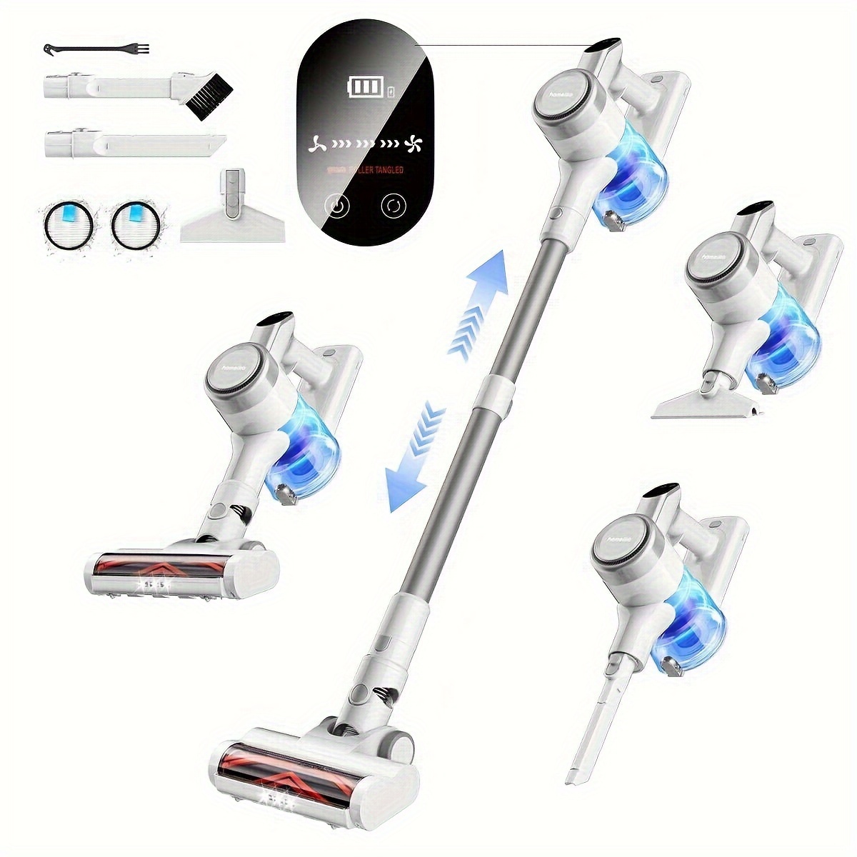 

Vacuum Cleaner, 300w 23kpa Powerful Suction Vacuum With Led Display, 3 Suction, 48mins , Lightweight Stick Cleaner With Sofa Brush For Hard Floor/carpet/pet Hair/car, White